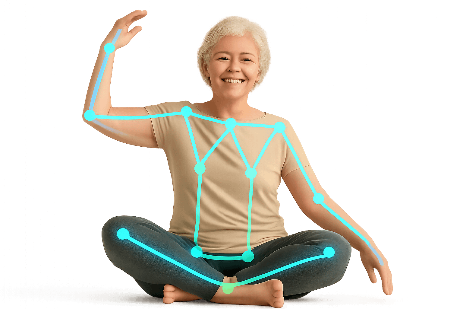 AI-powered pose detection technology showing exercise form analysis